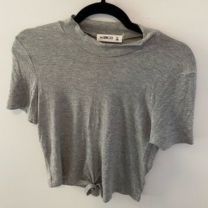 Gray Front Tie Crop